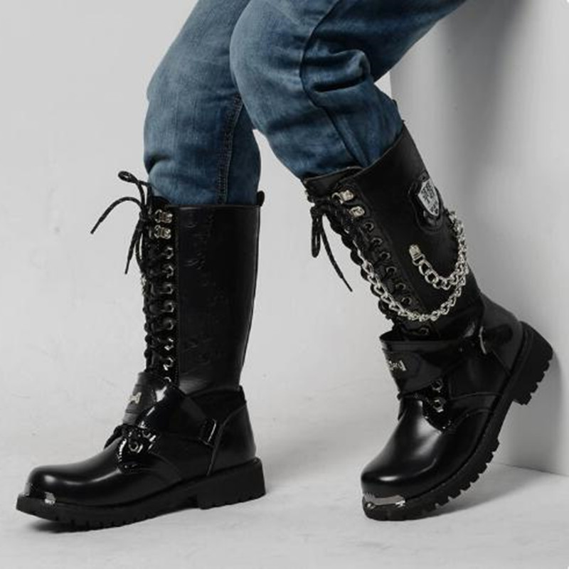 Steel Chain - Sepatu Bot Motor Pria Mewah Setengah