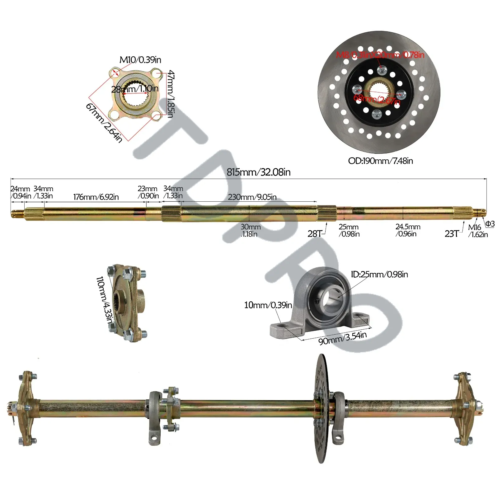 TDPRO poros belakang Go Kart 3 - 428 Chain ulasan dan harga
