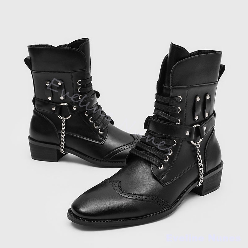 Sepatu Bot Tempur Punk Metal B - Motorcycle Chain ulasan dan harga