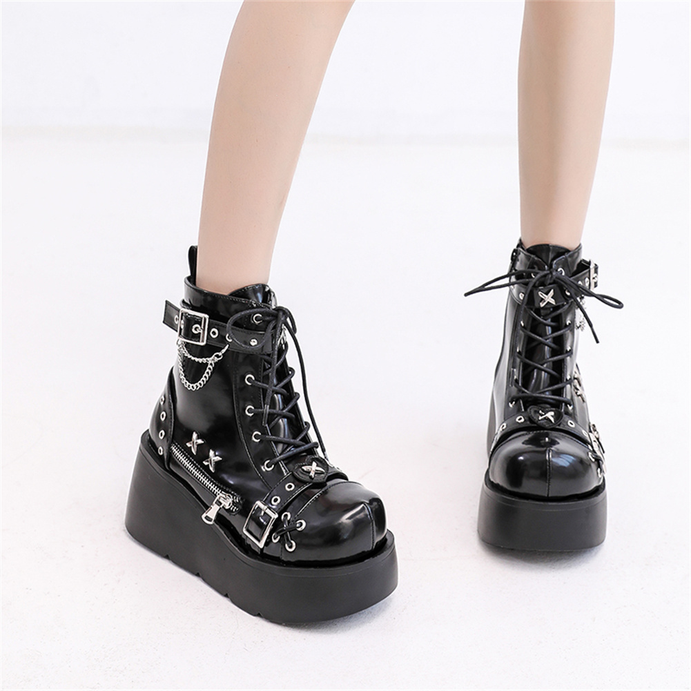 Sepatu Boots Wanita Model Goth - Motorcycle Chain ulasan dan harga