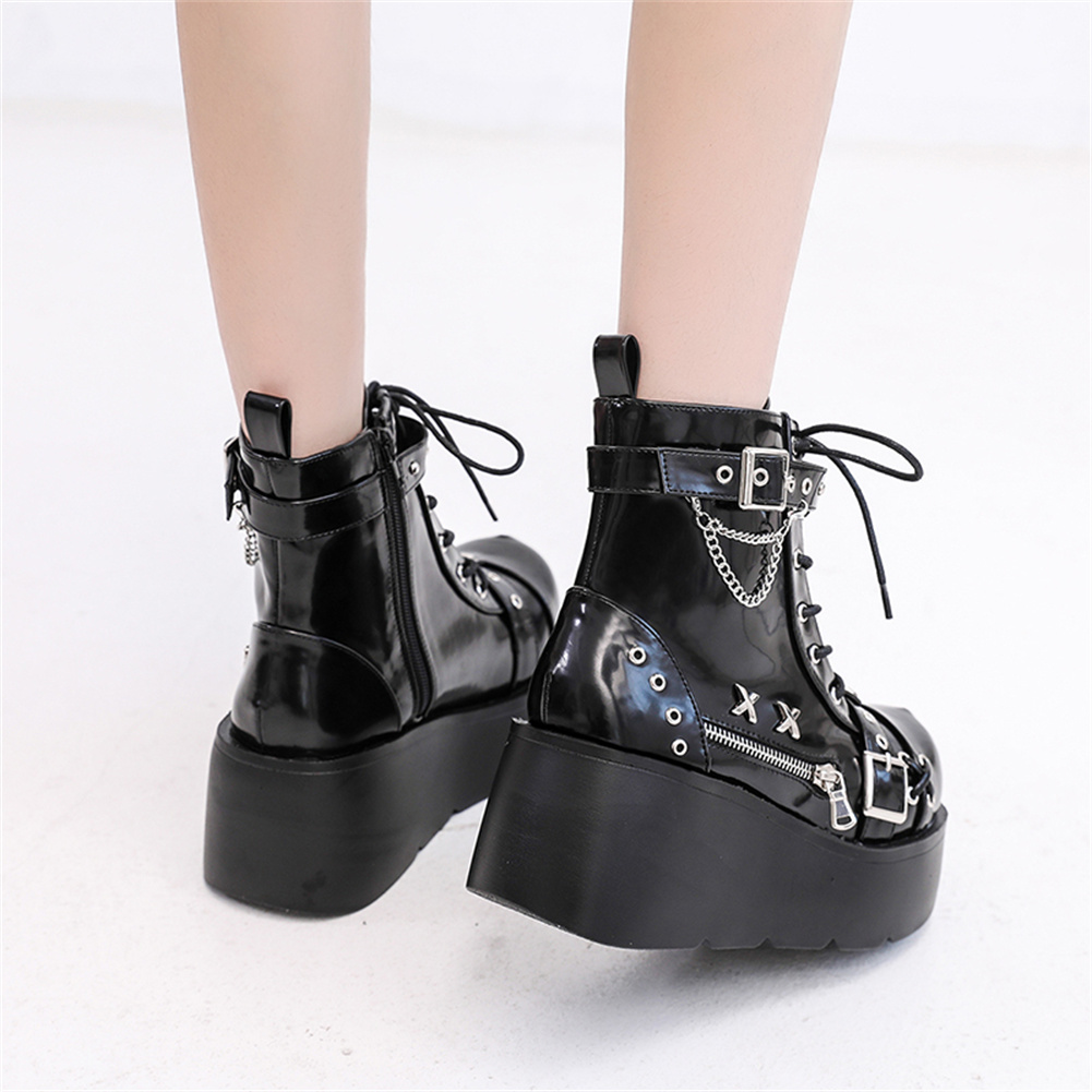 Sepatu Boots Wanita Model Goth - Motorcycle Chain ulasan dan harga